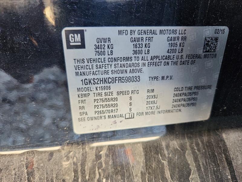 Aukcja sprzedaży 2015 Gmc Yukon Xl, vin: 1GKS2HKC8FR598033, numer aukcji: 49598086