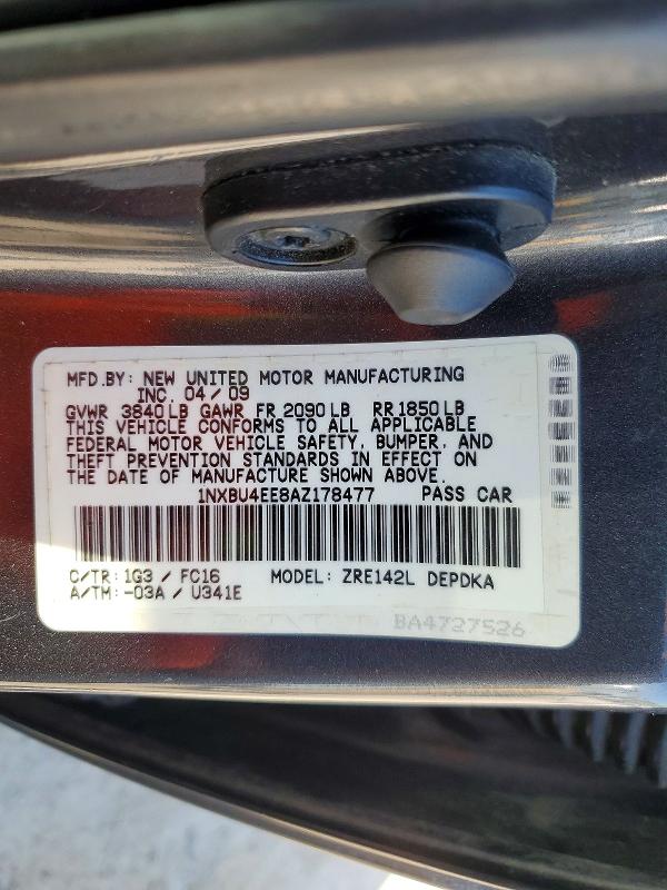 Aukcja sprzedaży 2010 Toyota Corolla, vin: 1NXBU4EE8AZ178477, numer aukcji: 49977016