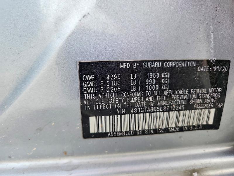 Aukcja sprzedaży 2020 Subaru Impreza, vin: 4S3GTAB65L3712245, numer aukcji: 49402486