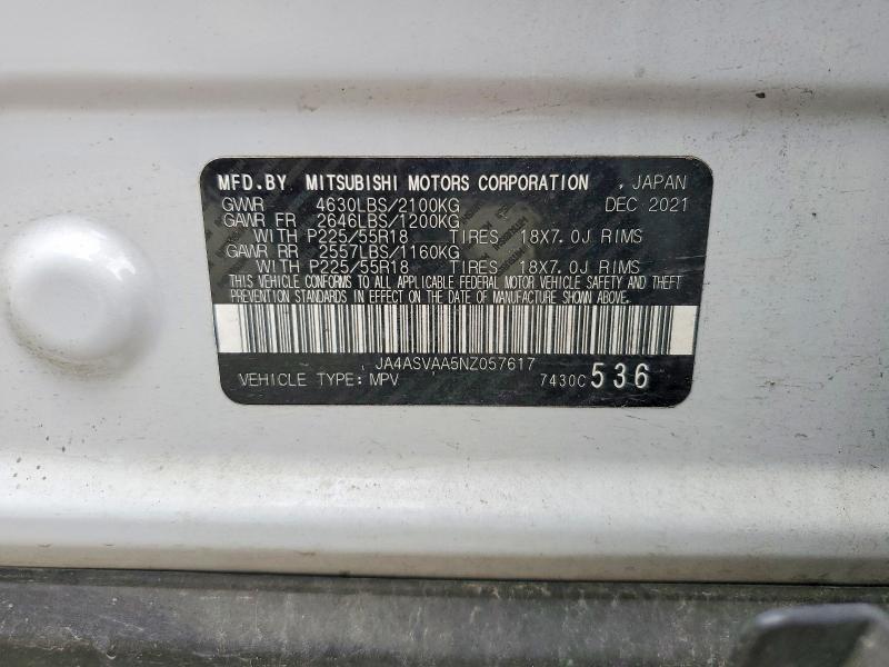 Aukcja sprzedaży 2022 Mitsubishi Eclipse Cross, vin: JA4ASVAA5NZ057617, numer aukcji: 49682476