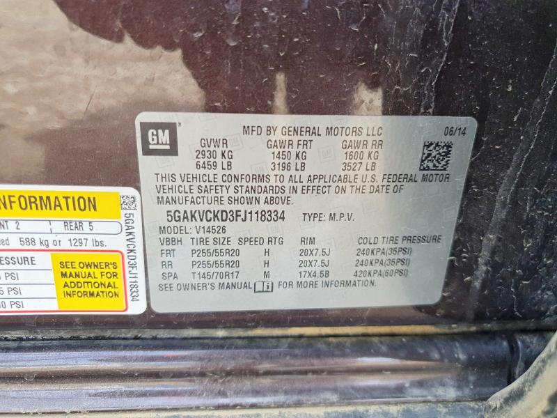 Aukcja sprzedaży 2015 Buick Enclave, vin: 5GAKVCKD3FJ118334, numer aukcji: 48569986
