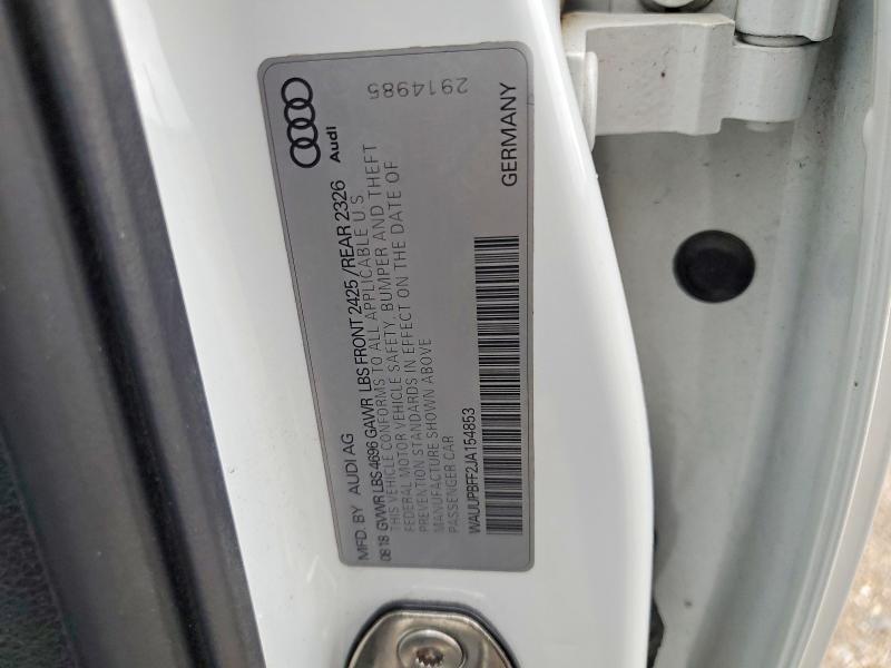 Aukcja sprzedaży 2018 Audi A3, vin: WAUUPBFF2JA154853, numer aukcji: 49511726