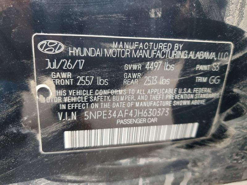 2018 Hyundai Sonata მანქანა იყიდება აუქციონზე, vin: 5NPE34AF4JH630373, აუქციონის ნომერი: 49785176
