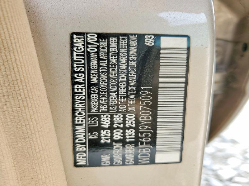 Aukcja sprzedaży 2000 Mercedes-benz E, vin: WDBJF65J9YB075091, numer aukcji: 47708836