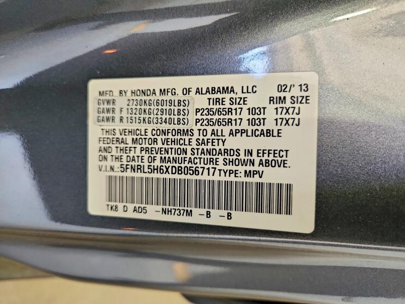 50093246 :رقم المزاد ، 5FNRL5H6XDB056717 vin ، 2013 Honda Odyssey مزاد بيع