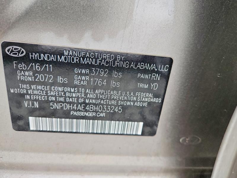 Продажа на аукционе авто 2011 Hyundai Elantra, vin: 5NPDH4AE4BH033245, номер лота: 50887736