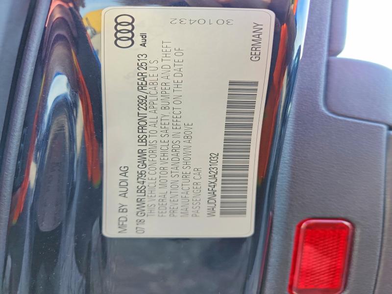 49543996 :رقم المزاد ، WAUDNAF4XJA231032 vin ، 2018 Audi A4 مزاد بيع