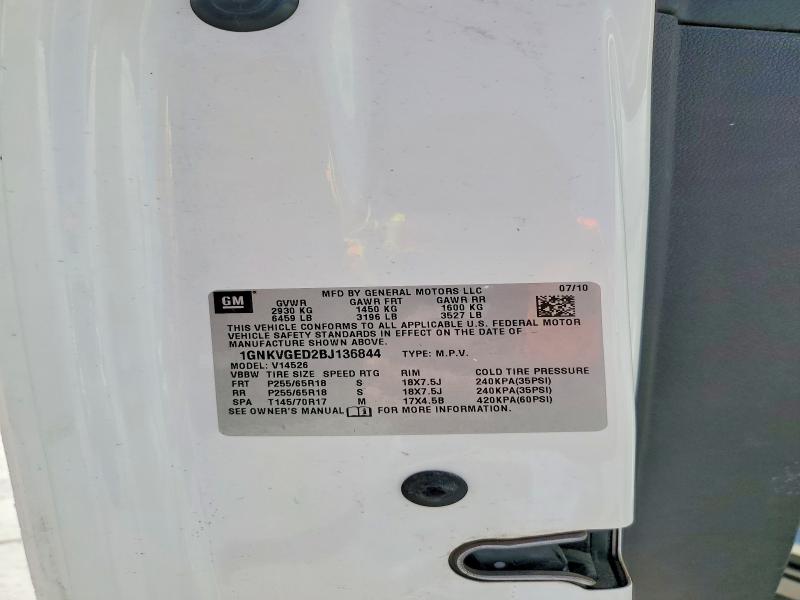 Продаж на аукціоні авто 2011 Chevrolet Traverse, vin: 1GNKVGED2BJ136844, номер лоту: 49746886