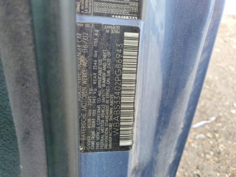49725636 :رقم المزاد ، WBABS33402PG86943 vin ، 2002 Bmw 325 مزاد بيع