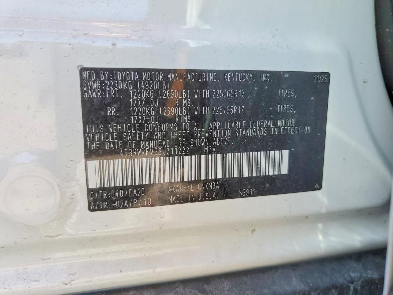 2025 Toyota Rav4 Hybrid მანქანა იყიდება აუქციონზე, vin: 4T3RWRFV3SU211222, აუქციონის ნომერი: 51295456