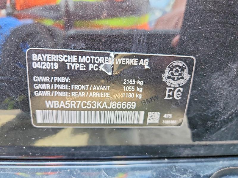 Aukcja sprzedaży 2019 Bmw 330xi, vin: WBA5R7C53KAJ86669, numer aukcji: 50041006