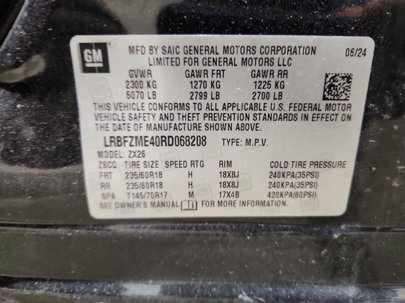 Aukcja sprzedaży 2024 Buick Envision, vin: LRBFZME40RD068208, numer aukcji: 49804496