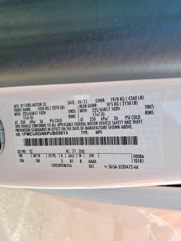 52024916 :رقم المزاد ، 1FMCU0GN6PUB05613 vin ، 2023 Ford Escape مزاد بيع