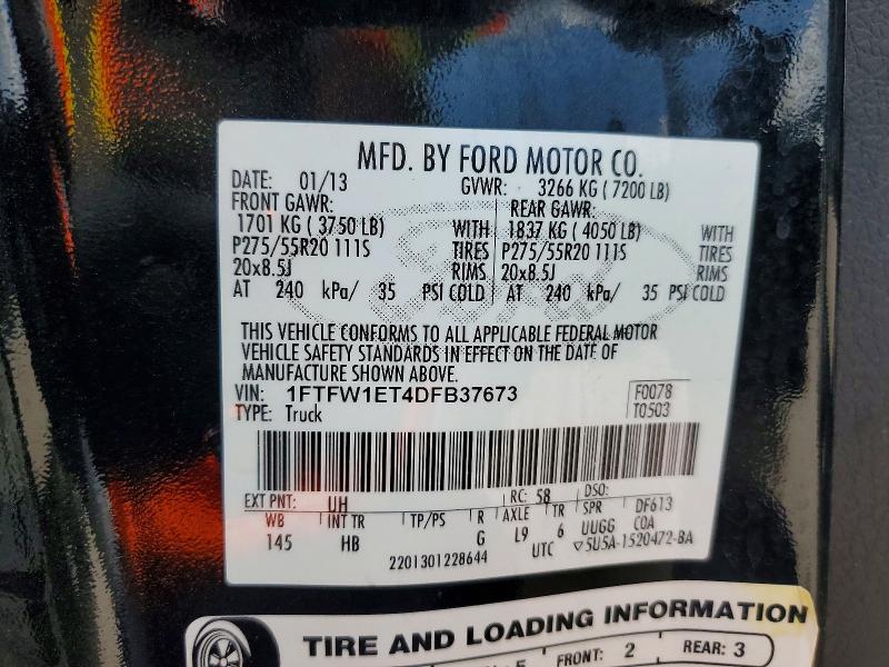 Aukcja sprzedaży 2013 Ford F150, vin: 1FTFW1ET4DFB37673, numer aukcji: 50970456