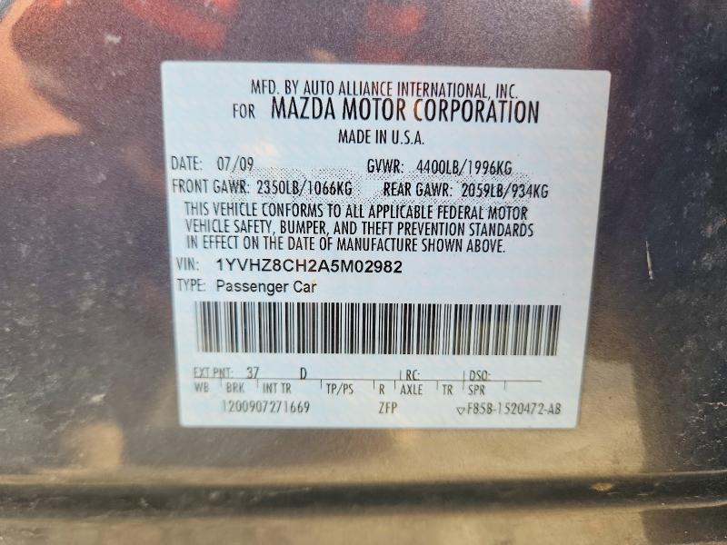 Продаж на аукціоні авто 2010 Mazda 6, vin: 1YVHZ8CH2A5M02982, номер лоту: 50854916