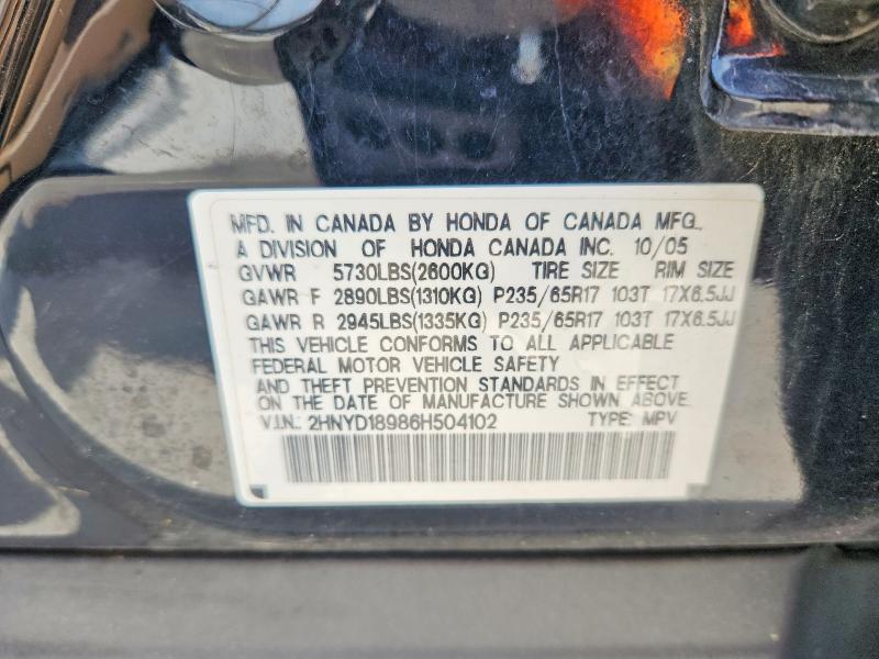 Aukcja sprzedaży 2006 Acura Mdx, vin: 2HNYD18986H504102, numer aukcji: 48497716