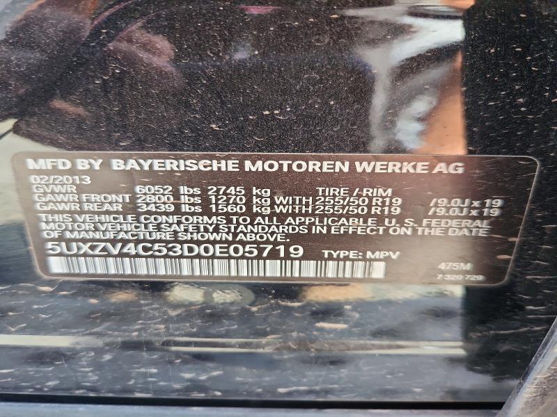 2013 Bmw X5 მანქანა იყიდება აუქციონზე, vin: 5UXZV4C53D0E05719, აუქციონის ნომერი: 49260526