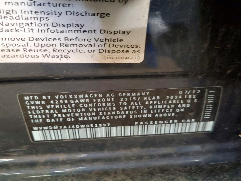 Продажа на аукционе авто 2013 Volkswagen Golf, vin: WVWDM7AJ4DW052997, номер лота: 48756356