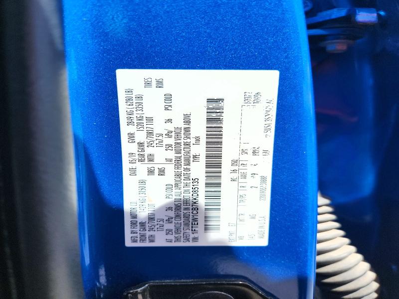 Продаж на аукціоні авто 2019 Ford F150, vin: 1FTEW1CB7KKD85135, номер лоту: 49978196