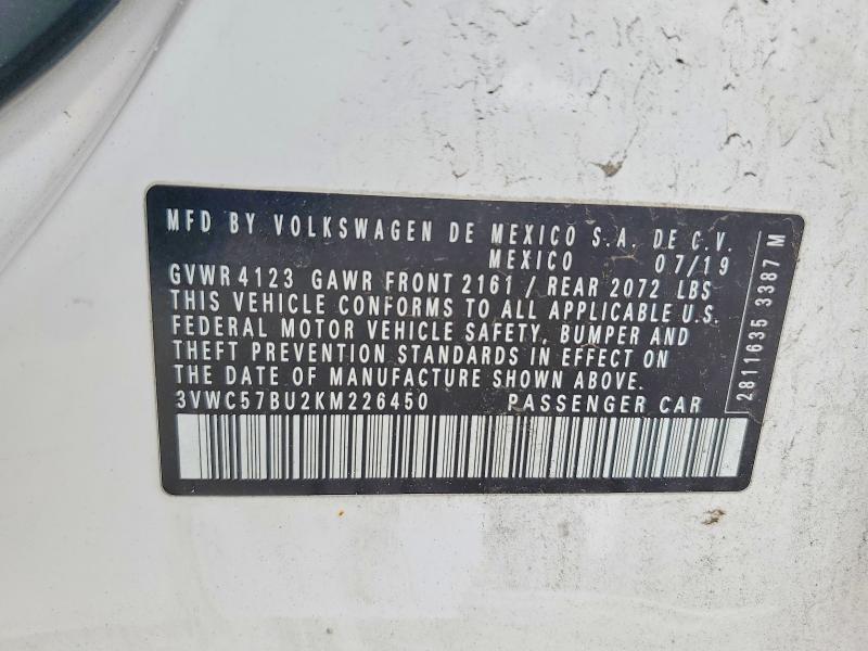 Продаж на аукціоні авто 2019 Volkswagen Jetta, vin: 3VWC57BU2KM226450, номер лоту: 51717276