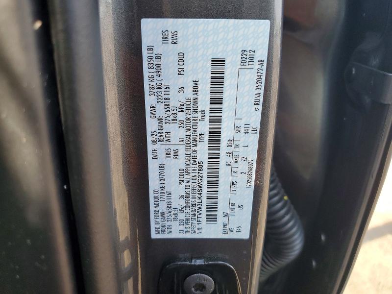 50641366 :رقم المزاد ، 1FTVW3LK4SWG27805 vin ، 2025 Ford F150 مزاد بيع
