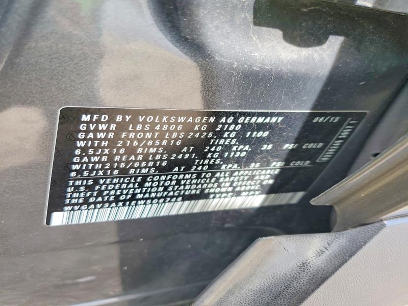 Продажа на аукционе авто 2014 Volkswagen Tiguan, vin: WVGAV3AX1EW506746, номер лота: 51454646