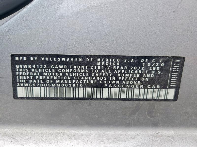 Aukcja sprzedaży 2021 Volkswagen Jetta, vin: 3VWC57BU5MM003810, numer aukcji: 51329076