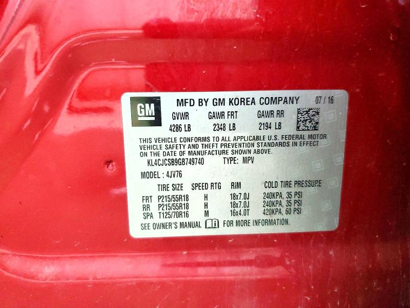 Продажа на аукционе авто 2016 Buick Encore, vin: KL4CJCSB9GB749740, номер лота: 50422606
