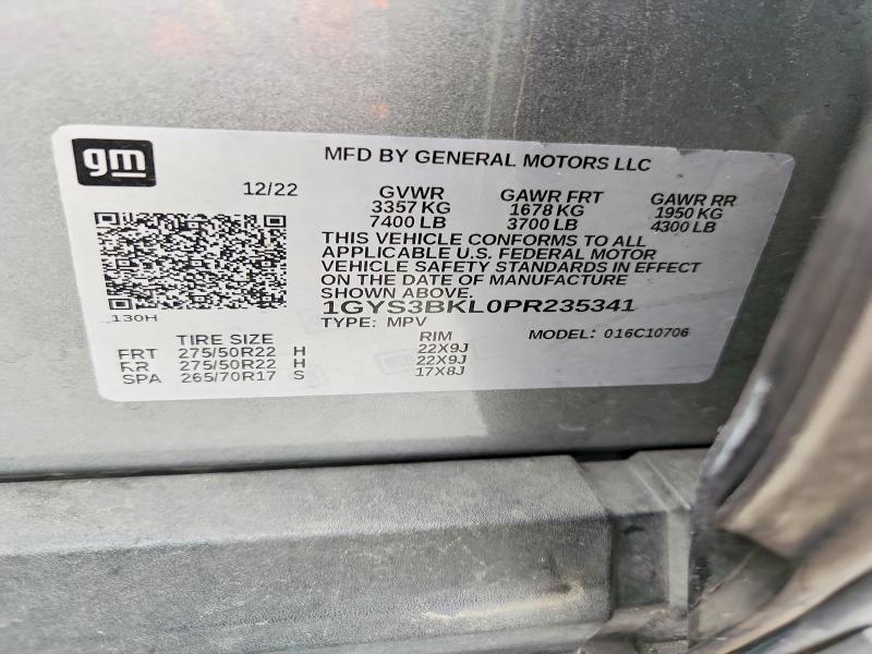 50412926 :رقم المزاد ، 1GYS3BKL0PR235341 vin ، 2023 Cadillac Escalade مزاد بيع