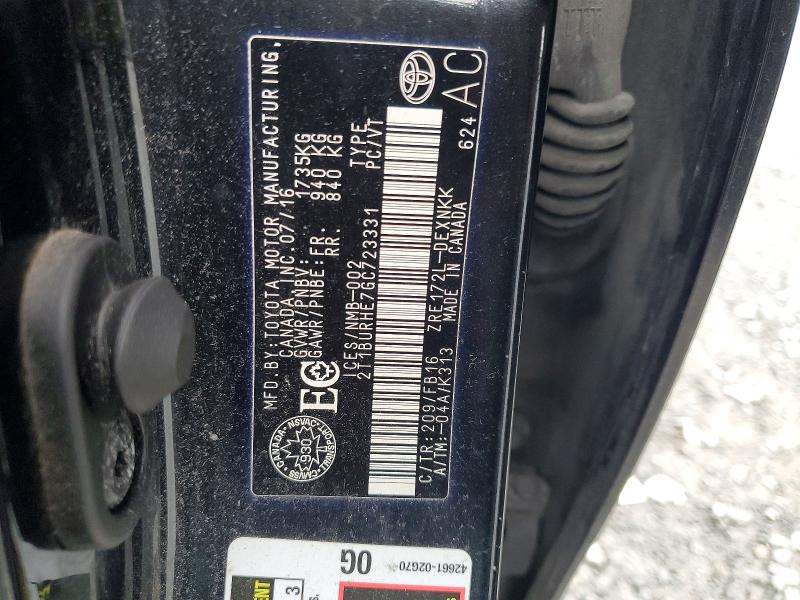 Aukcja sprzedaży 2016 Toyota Corolla, vin: 2T1BURHE7GC723331, numer aukcji: 49677806