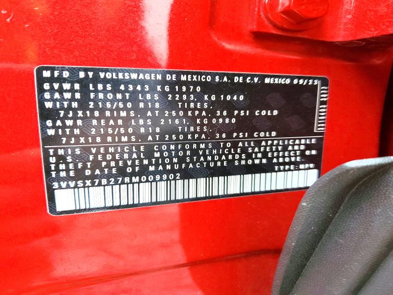 51348626 :رقم المزاد ، 3VVSX7B27RM009902 vin ، 2024 Volkswagen Taos مزاد بيع