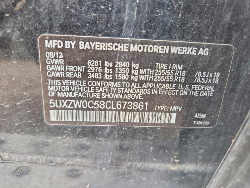 Aukcja sprzedaży 2012 Bmw X5, vin: 5UXZW0C58CL673861, numer aukcji: 50995356