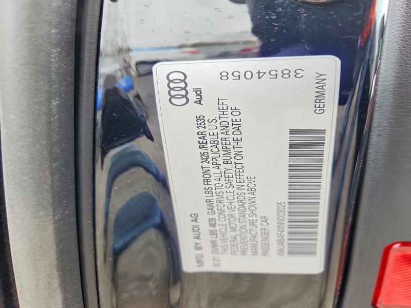 Aukcja sprzedaży 2022 Audi A4, vin: WAUABAF4XNN003025, numer aukcji: 50307916