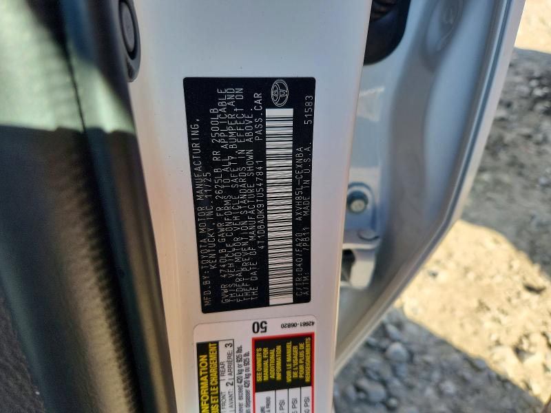 2026 Toyota Camry მანქანა იყიდება აუქციონზე, vin: 4T1DBADK9TU547841, აუქციონის ნომერი: 50489986