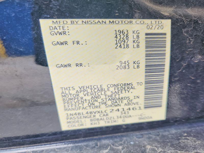 Продажа на аукционе авто 2020 Nissan Altima, vin: 1N4BL4BVXLC241461, номер лота: 50164986