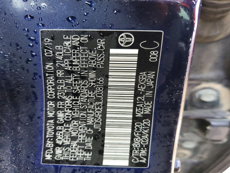 50676906 :رقم المزاد ، JTDS4RCE3LJ038166 vin ، 2020 Toyota Corolla مزاد بيع