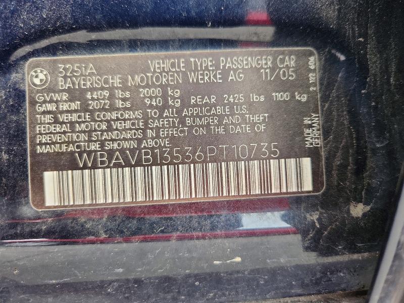 Продажа на аукционе авто 2006 Bmw 325, vin: WBAVB13536PT10735, номер лота: 50752116