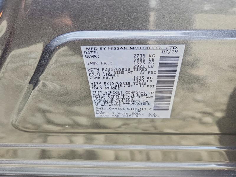 Aukcja sprzedaży 2020 Infiniti Qx60, vin: 5N1DL0MM8LC506812, numer aukcji: 47267356