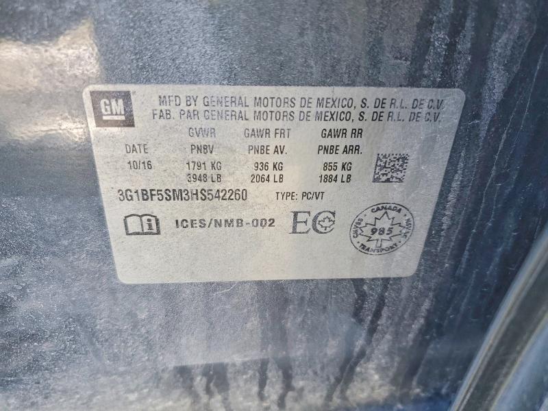 2017 Chevrolet Cruze მანქანა იყიდება აუქციონზე, vin: 3G1BF5SM3HS542260, აუქციონის ნომერი: 47513426