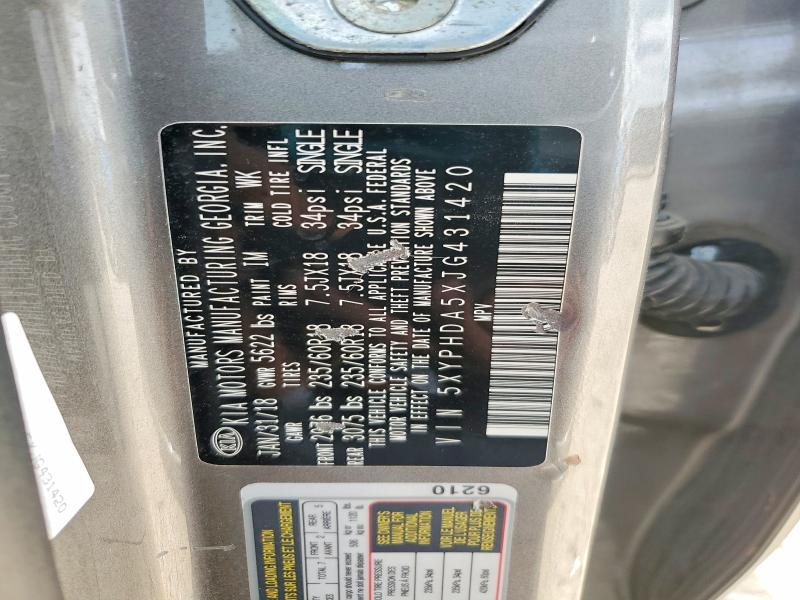 Продаж на аукціоні авто 2018 Kia Sorento, vin: 5XYPHDA5XJG431420, номер лоту: 50803986