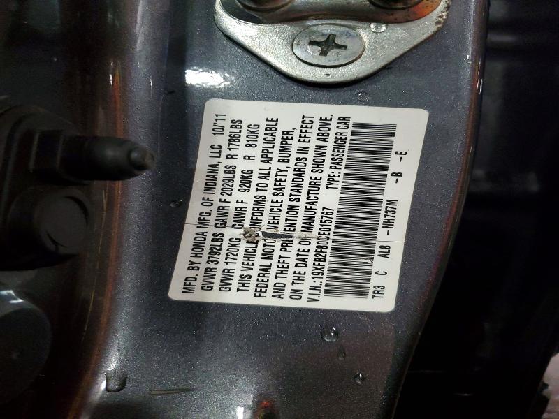 Продажа на аукционе авто 2012 Honda Civic, vin: 19XFB2F80CE015767, номер лота: 50180946