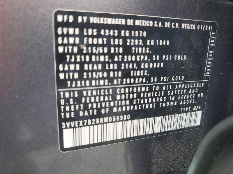 Продаж на аукціоні авто 2024 Volkswagen Taos, vin: 3VVEX7B28RM055980, номер лоту: 49054386