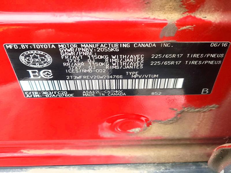 Aukcja sprzedaży 2016 Toyota Rav4, vin: 2T3WFREV2GW294766, numer aukcji: 51270716