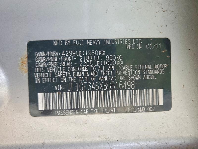Aukcja sprzedaży 2011 Subaru Impreza, vin: JF1GE6A6XBG516498, numer aukcji: 50661676