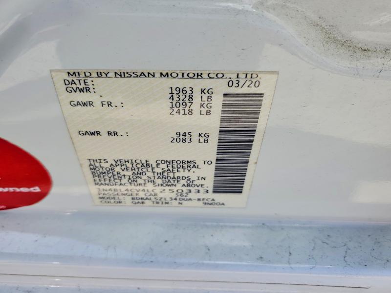 Продажа на аукционе авто 2020 Nissan Altima, vin: 1N4BL4CV4LC250333, номер лота: 50847326