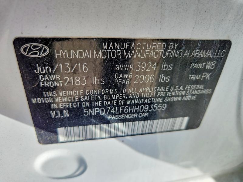 Продажа на аукционе авто 2017 Hyun Elantra, vin: 5NPD74LF6HH093559, номер лота: 51296536