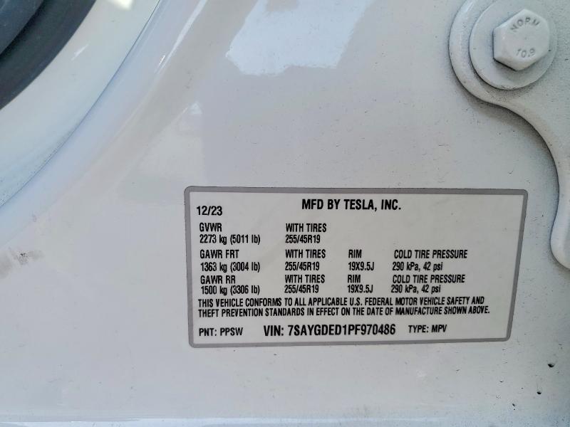 Продажа на аукционе авто 2023 Tesla Model Y, vin: 7SAYGDED1PF970486, номер лота: 47107336