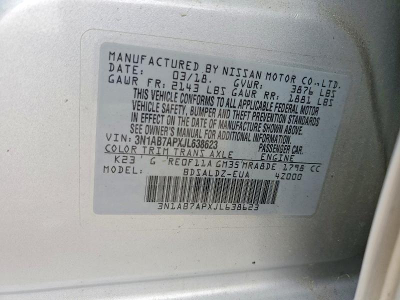 Продажа на аукционе авто 2018 Nissan Sentra, vin: 3N1AB7APXJL638623, номер лота: 51681476