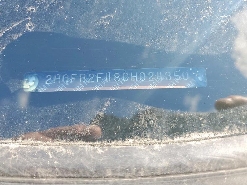 47534516 :رقم المزاد ، 2HGFB2F48CH024350 vin ، 2012 Honda Civic مزاد بيع