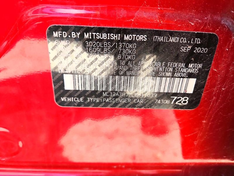 Aukcja sprzedaży 2020 Mitsubishi Mirage, vin: ML32A3HJ7LH011039, numer aukcji: 48517226